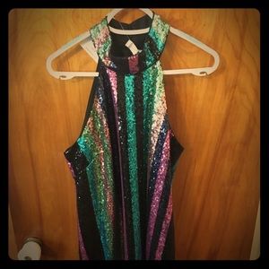 Belle - Badgley Mischka Sequined Multi/Black Dress